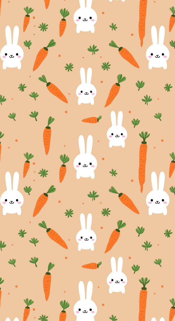 21 Easter Wallpapers Designed for Phones and iPhones : Bunny & Carrot Nude Background