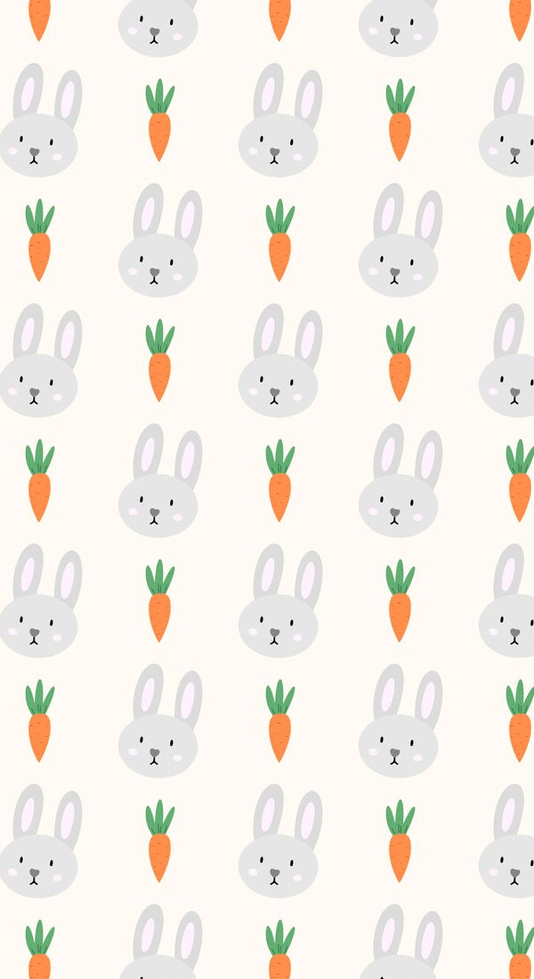 21 Easter Wallpapers Designed for Phones and iPhones : Bunny & Carrot Light Pink Background