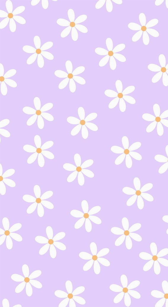 50 Preppy Wallpaper Ideas To Elevate Your Screen Style : Daisy Lilac Wallpaper