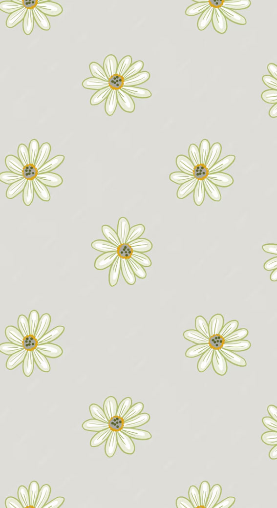 50 Preppy Wallpaper Ideas To Elevate Your Screen Style : Daisy on Misty Blue Wallpaper