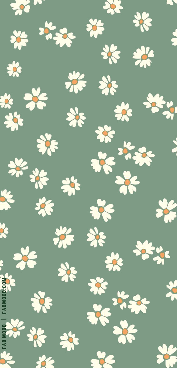 March Wallpaper Ideas for Any Device : Chamomile Sage Green Wallpaper