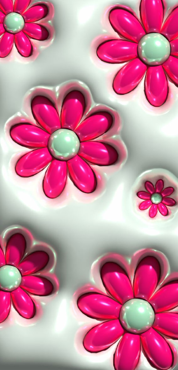 March Wallpaper Ideas for Any Device : 3D Bright Pink Floral Wallpaper