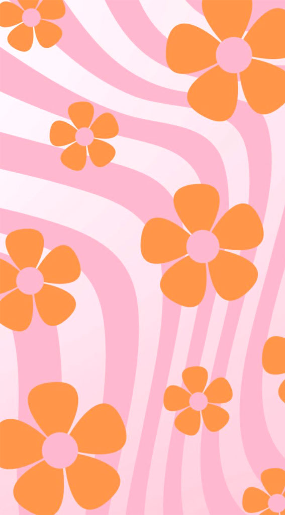 50 Preppy Wallpaper Ideas To Elevate Your Screen Style : Orange Flower Pink and White Background