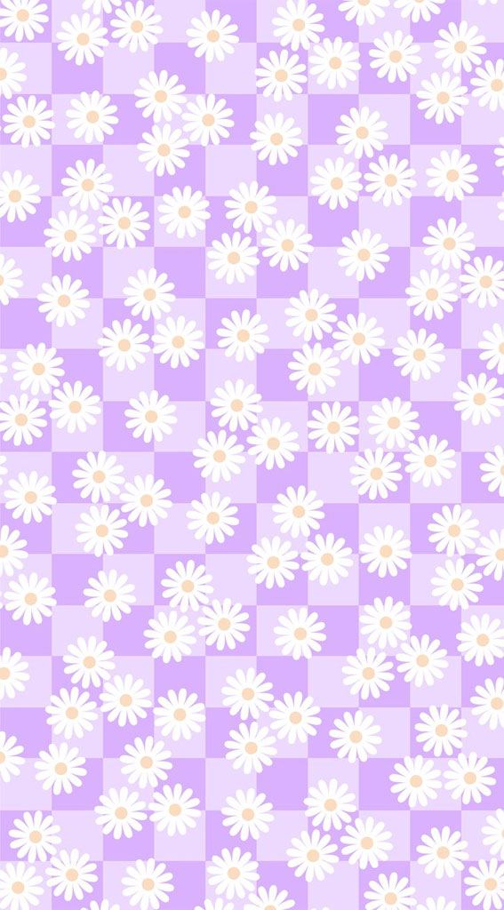 50 Preppy Wallpaper Ideas To Elevate Your Screen Style : Daisies on Gingham Background