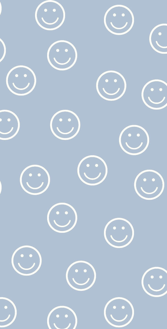 50 Preppy Wallpaper Ideas To Elevate Your Screen Style : White Smiley Faces Blue Background