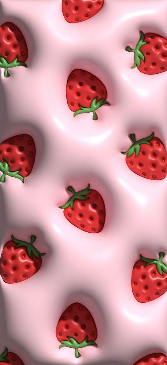 50 Preppy Wallpaper Ideas To Elevate Your Screen Style : Strawberry 3D Wallpaper Design