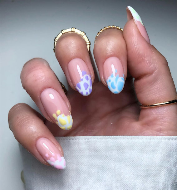 Moo-ve Over 21 Chic Cow Print Nail Designs : Pastel Cow Print Abstract Tips
