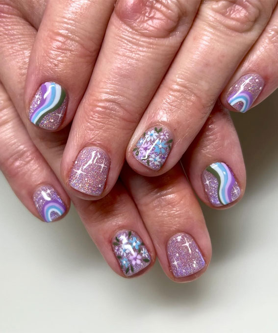 28 Trendy Retro Nails Inspired By The Past : Whimsical Charm Soft Purple Nails